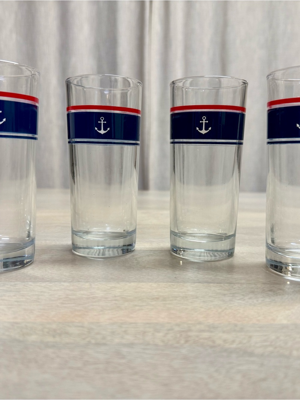 4 Piece Highball Glass Set 7oz glasses Nautical Theme Anchor🚢 ⚓️ New in Box